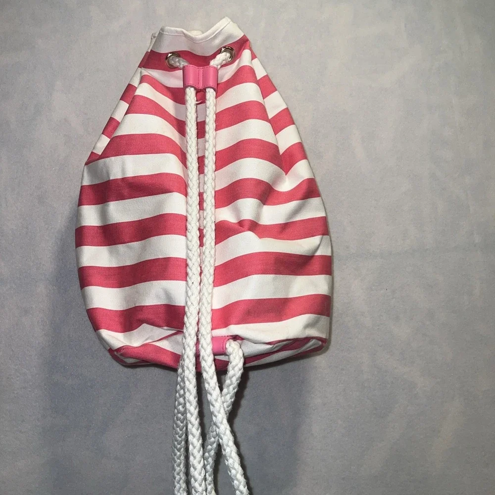 Victoria's Secret 2WAY Shoulder‎ Bag Backpack Pink and White Striped Pattern